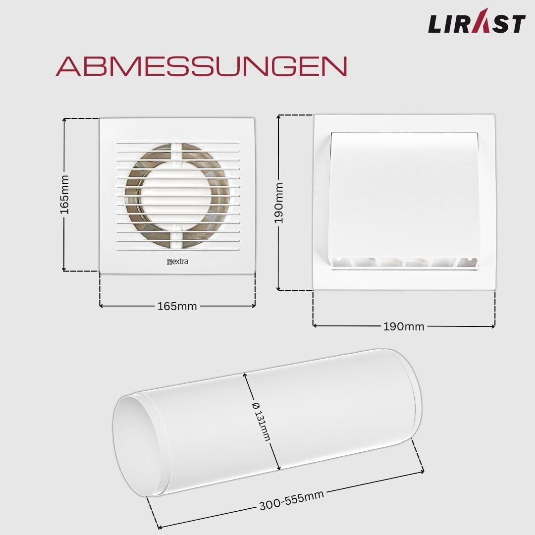 Ø 125mm Dezentrale Wohnraumlüftung mit Wärmerückgewinnung - Mit Kabel und Zugschnur Mit Kabel und Zu