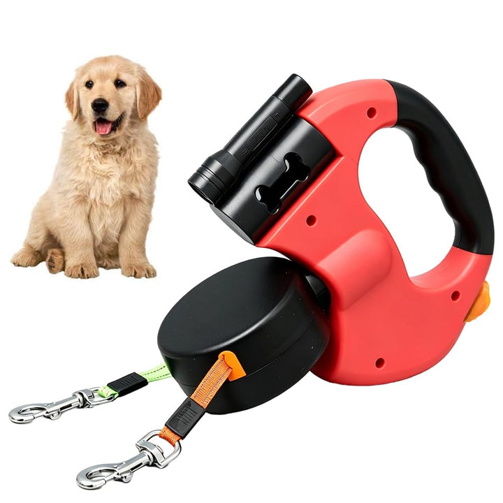 Doppelte Einziehbare Hundeleine, 3M Flexible Einziehbare Hundeleine Doppelleine fur Zwei Hunde mit L