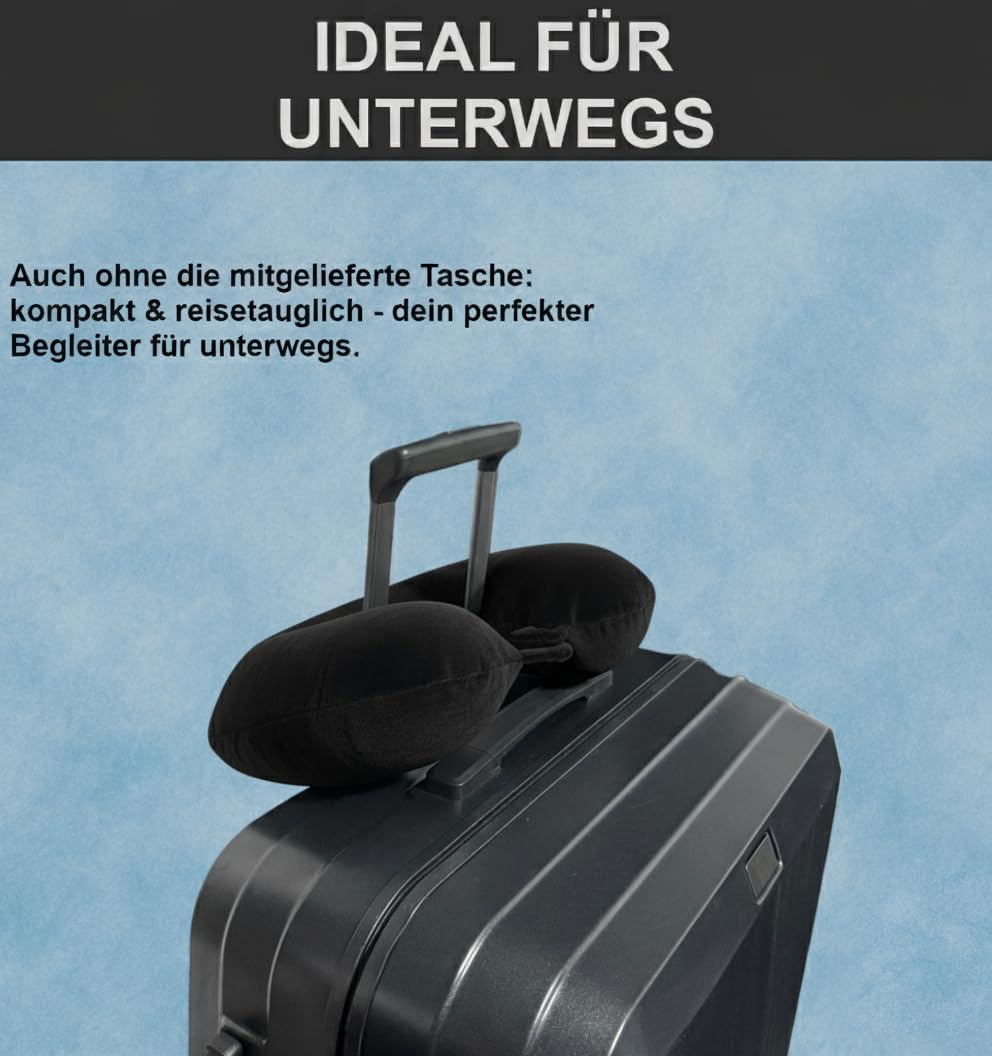 Reisekissen (Essentials) - 100% Memory Foam - U-förmiges Nackenkissen mit samtweichem Bezug - Nacken
