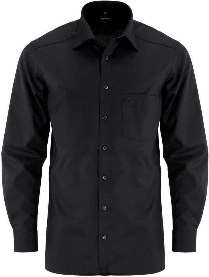 OLYMP Herren Businesshemd Luxor, Männer Oberhemd,Extra Langer Arm,Uni,modern fit 37 Schwarz, 37 Schw