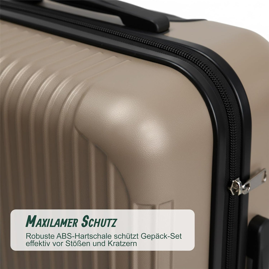 Relaxdays Kofferset, 3-teilig, 4 Rollen, Hartschale, 3 Grössen, Teleskopgriff, Zahlenschloss, Reisek