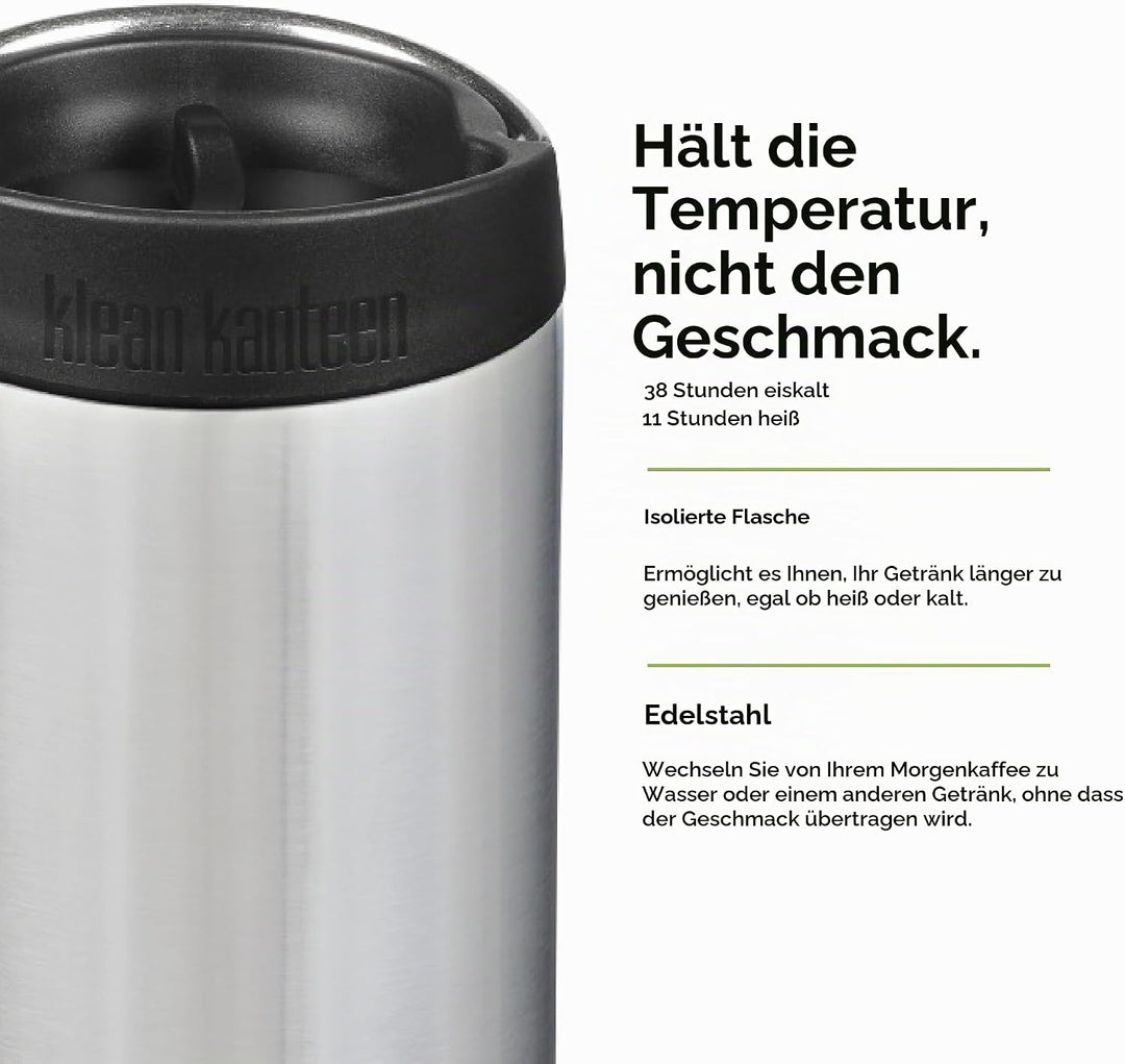 Klean Kanteen TKWide VI Trinkflasche Gebürsteter Edelstahl 355 ml