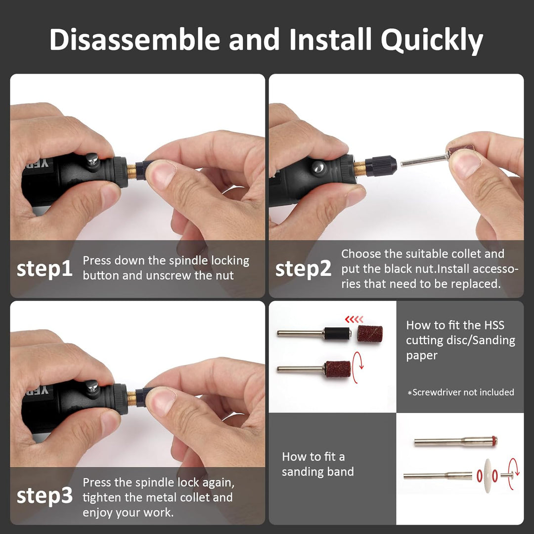 Kabelloses Rotationswerkzeug, 3,7 V Li-Ion 15000 U/min Elektrisches DIY Mini Polierer Kit, 72 Stück