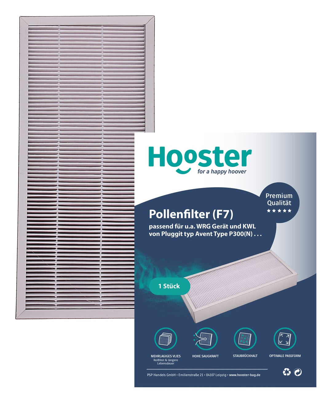 1 Stück Filter passend für Pluggit Avent P300(N) P 300 (N) | Filterklasse F7 (Feinstaub/Pollen etc.)