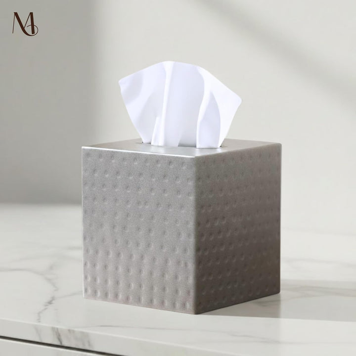 Monarch Living Monarch Handgehämmert Tückerbox-Abdeckung Tissue Box Cover Zinnfarben Zinnfarben Tück