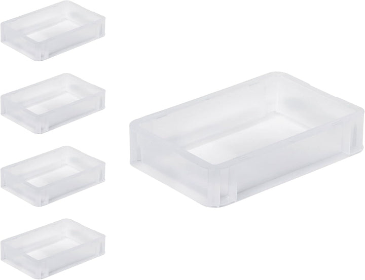 PROREGAL SuperSparSet 5x Transparenter Eurobehälter BasicLine mit geschlossenem Griff | HxBxT 7x20x3