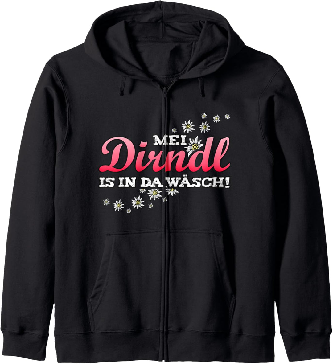 Mein Dirndl ist in der Wäsche Trachtenshirt Damen Kapuzenjacke
