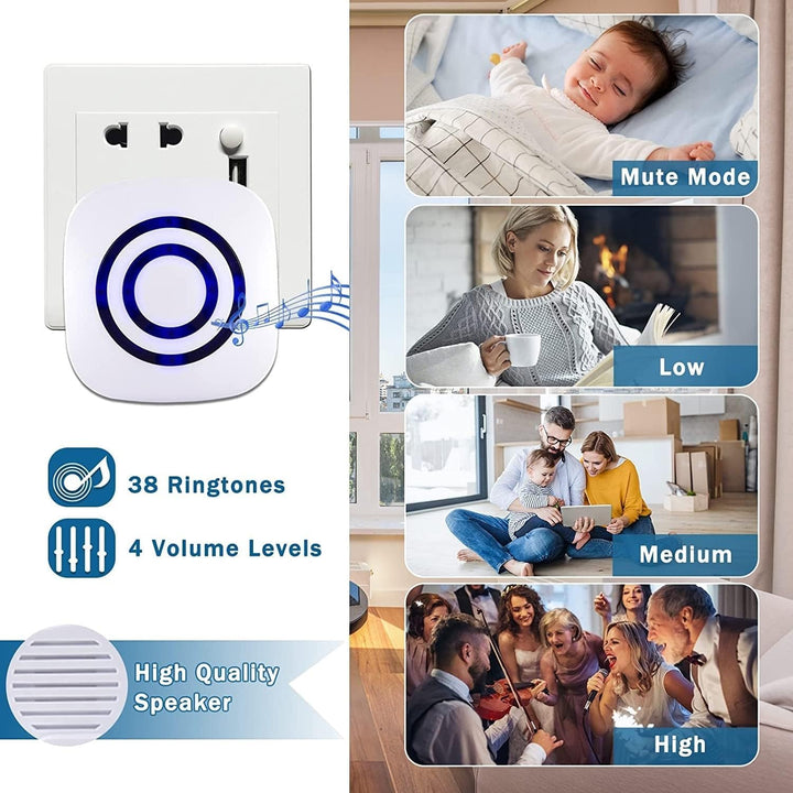 Bewegungsmelder Durchgangsmelder Alarm Katzenklingel Funkalarmanlage Set mit Plug-in-Empfänger und P