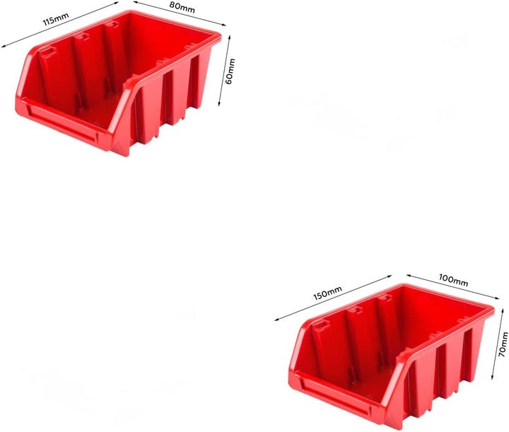 Lagersystem Werkstattregal | 57 x 116 cm | 84 stck. Box | Wandregal mit Stapelboxen - Wandplatten Ex