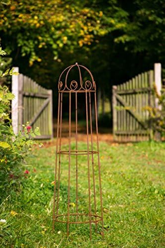 KUHEIGA Rankgerüst Roheisen/Rost Obelisk Rosenhilfe H: 120cm Rankhilfe