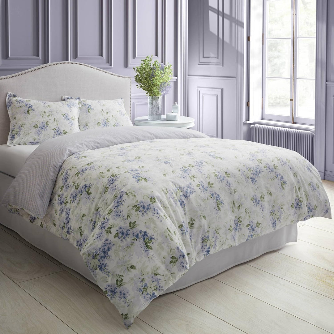 Laura Ashley - King-Size-Bettbezug-Set, Plüsch-Samt-Bettwäsche-Set, Designer-Heimdekoration (Glyzini