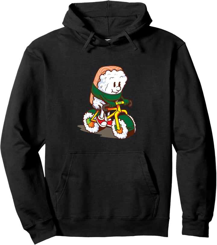Süsser Japanischer Fahrrad Sushi Lachs Asiatische Küche Essen Pullover Hoodie