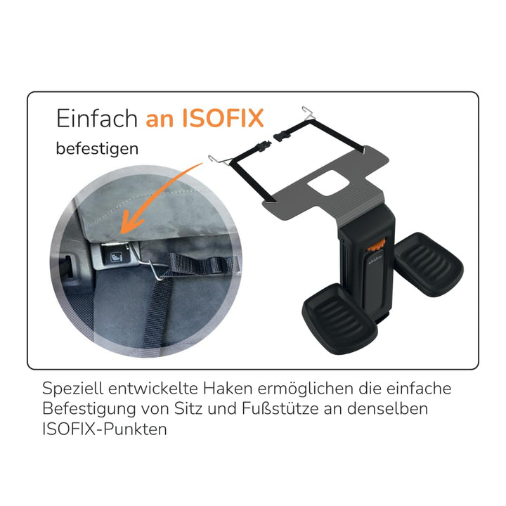 OKIDAY Fussstütze für Autositze - schwarz, für Autositze 15-36 kg, (auch solche mit Standbein), stab
