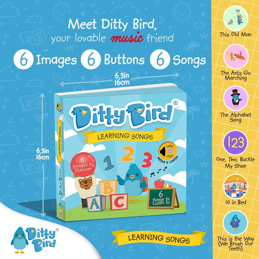 Ditty Bird | Learning Songs | Interactive Musical Book for toddlers 1- 3 | Sing-Along boardbook for