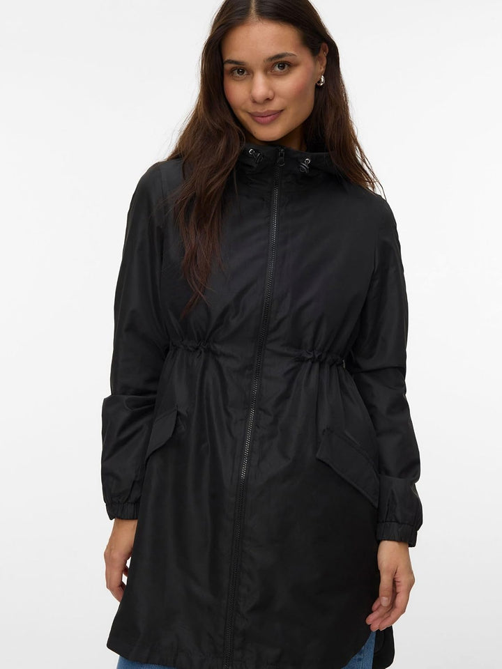 MAMALICIOUS Female Jacke Stehkragen Elastische Bündchen Mantel Schwarz M, Schwarz M
