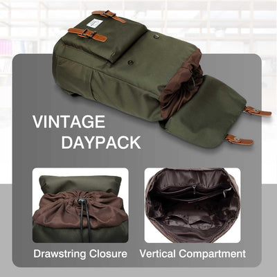 VASCHY Rucksack Herren Damen, Wasserabweisend Vintage 15.6 Zoll Daypack Schulrucksäcke Mädchen Junge