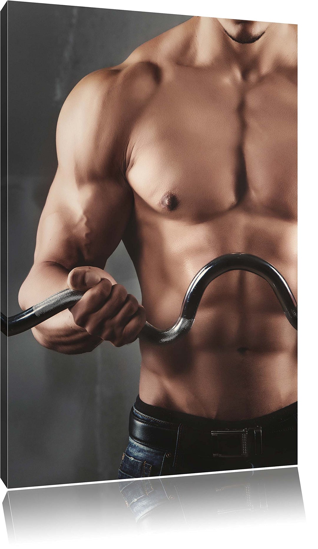 Pixxprint Bodybuilding, Format: 100x70 auf Leinwand, XXL riesige Bilder fertig gerahmt mit Keilrahme