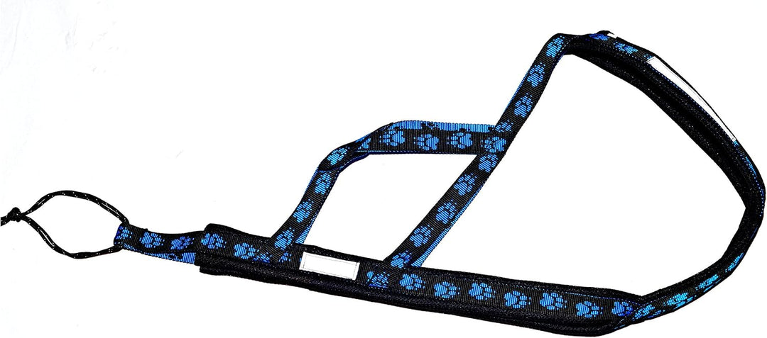 X-Back Zuggeschirr Fuer Bike-, Skijoring, Dogscooting, Schlitten, Blaue Pfoten (XXL), XXL