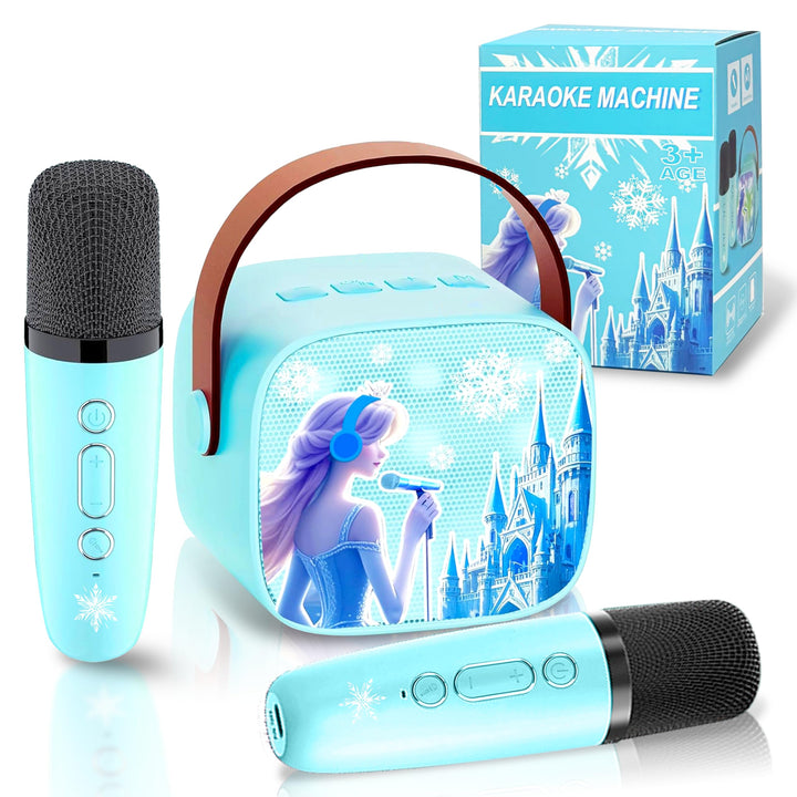 Karaoke Maschine Kinder, Mini Bluetooth Karaoke Anlage mit 2 Mikrofonen für 3 4 5 6 7 8 9 Jahre, Geb