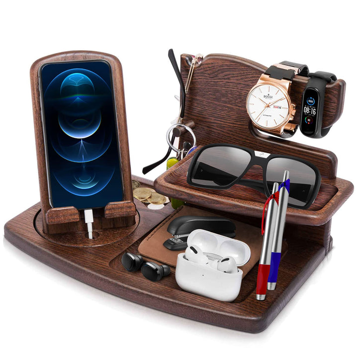 Weihnachten Geschenke für Männer Geburtstag Holz Telefon Dockingstation Schreibtisch Nachttisch Orga