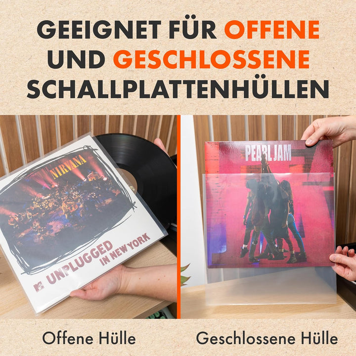 SPINCARE 100x 12 Vinyl LP Schallplatten Hüllen | Density Schutzhüllen Polyethylen für 1-3 Gatefold L