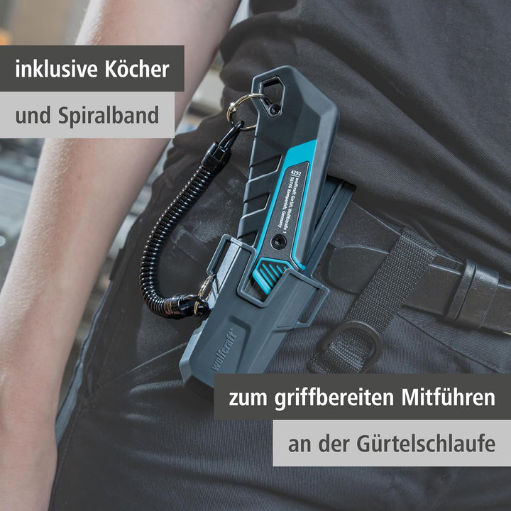 wolfcraft Trapezklingen-Messer-Set PRO SAFETY mit Köcher - 8669060 - Praktisches Set aus Sicherheits