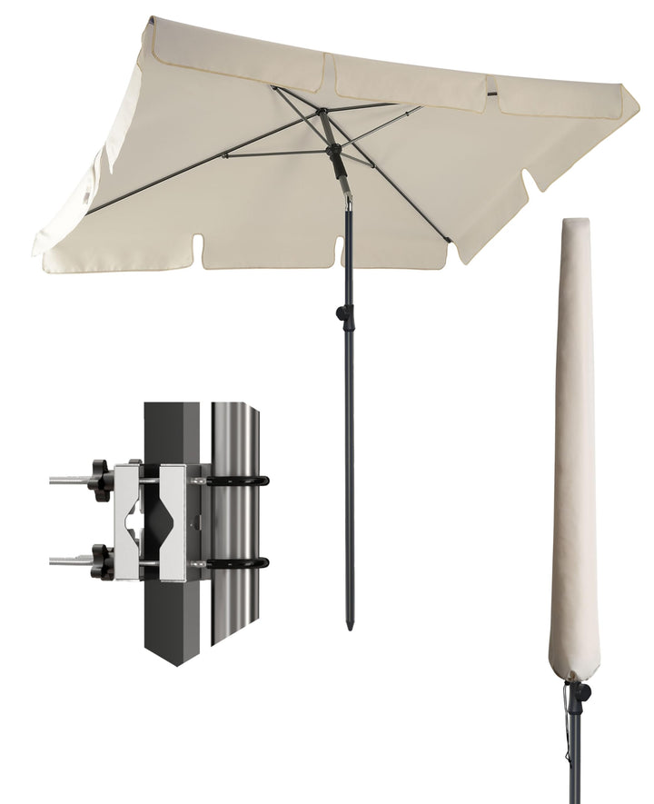 4smile Sonnenschirm Balkon SunnyShade - Sonnenschutz Balkon 3-in-1 SET, Sonnenschirm rechteckig 200