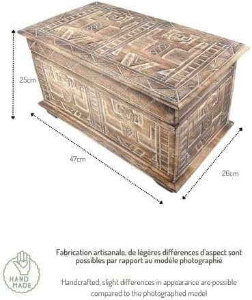 Artisanal Aufbewahrungstruhe aus Holz, Ethno-Stil, afrikanischer Stil