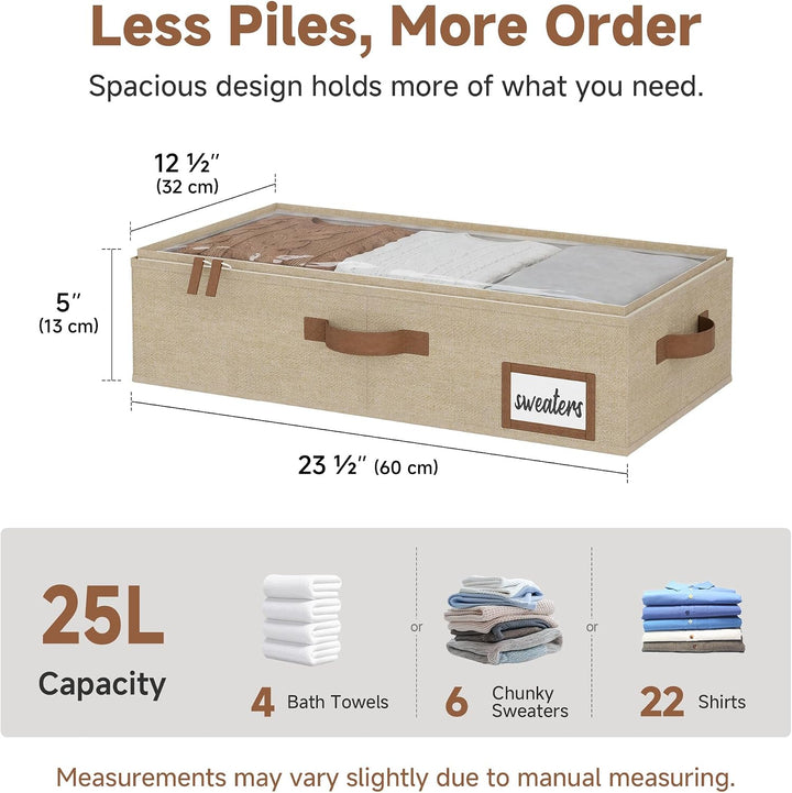 StorageWorks Unterbett Aufbewahrung, grosse Unterbett Aufbewahrungsbox mit Deckel Stoff, faltbare Un