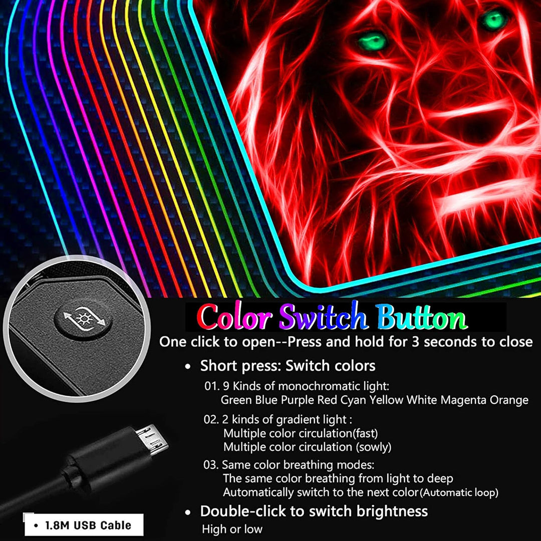DORRISO Neu Gaming Mauspad Grosses RGB 900x400x3 mm XXL LED Schreibtischunterlage Wasserdicht Anti R