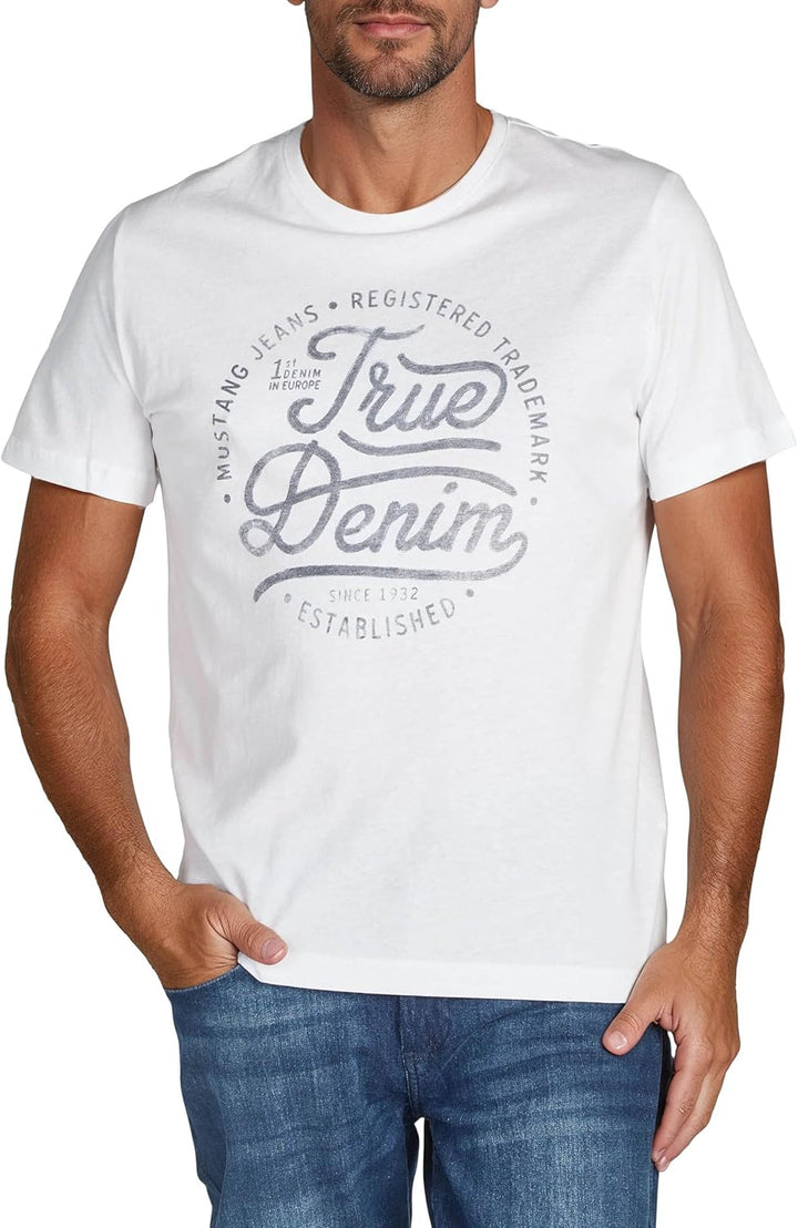 MUSTANG Tshirt Herren Baumwolle Regular Fit 4er Pack Set Rundhals Kurzarm Sommer Tee Shirt Logoprint