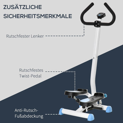 HOMCOM Stepper Fitness Swing Stepper mit LCD-Schirm und Handgriff Hometrainer für Zuhause bis 100 kg