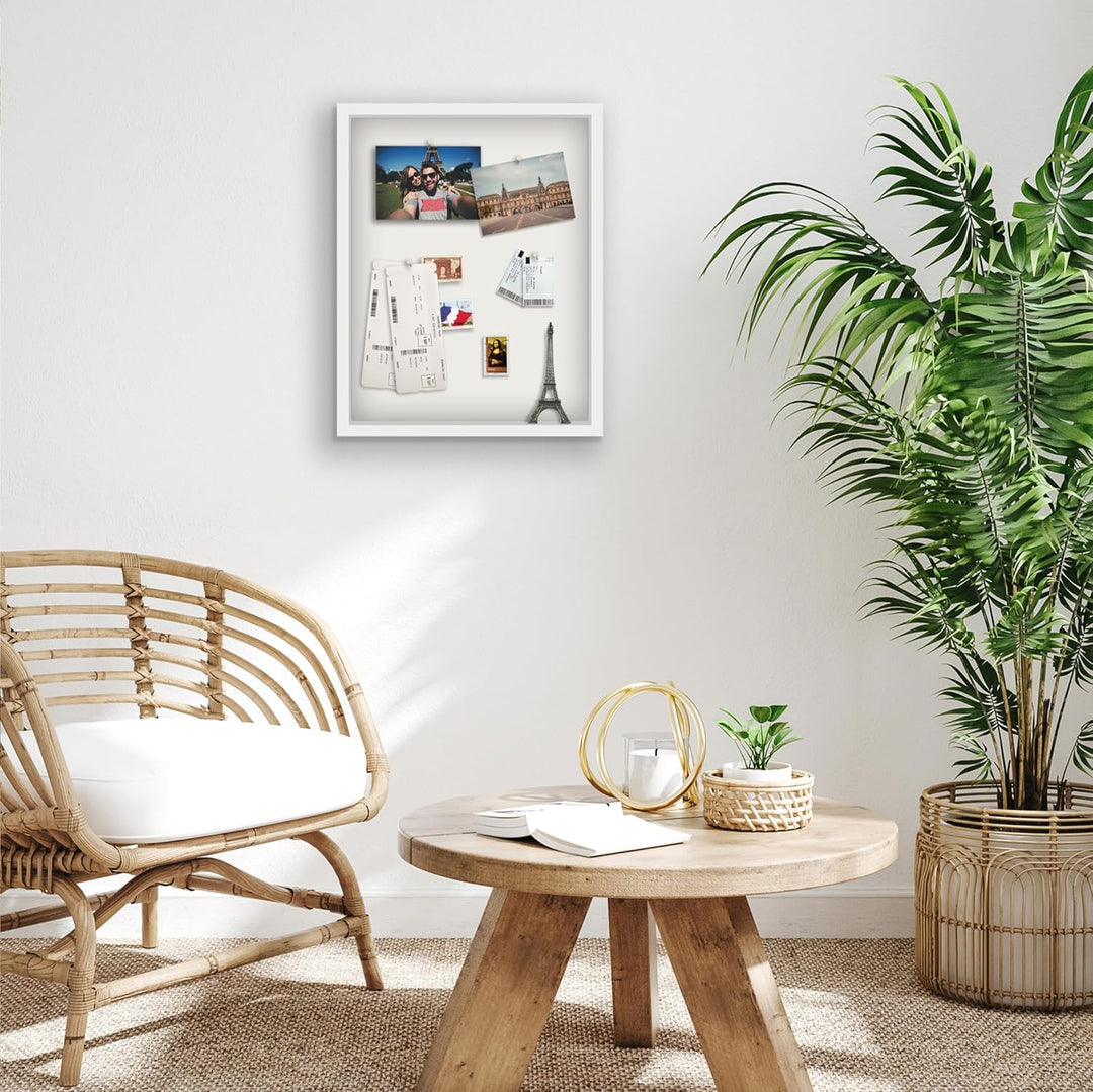 Americanflat 3D-Bilderrahmen zum Befüllen - 40x50 cm - tiefer Objektrahmen mit weichem Leinentuch al