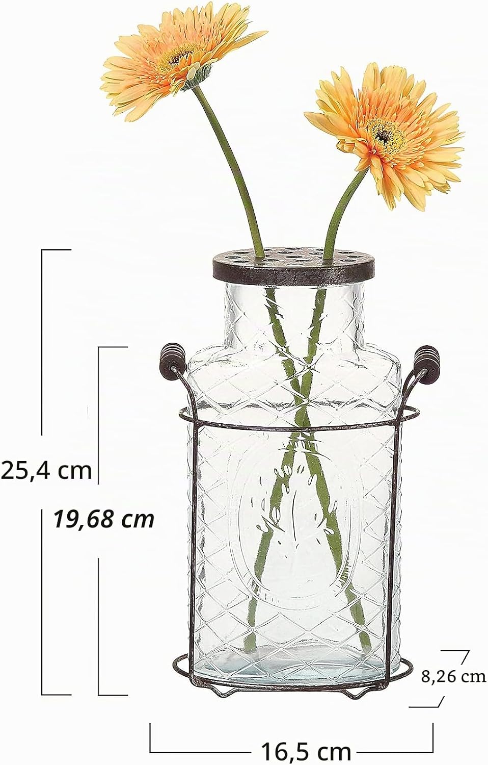 Creative beeinflusst de3875 Glas und Metall Vase, 26,7 cm, L