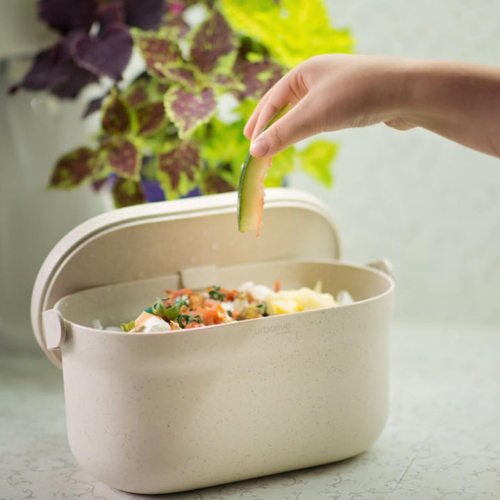 Urbalive Design Biomülleimer Küche 4L - Komposteimer Küche mit Deckel - Kleiner Mülleimer für alltäg