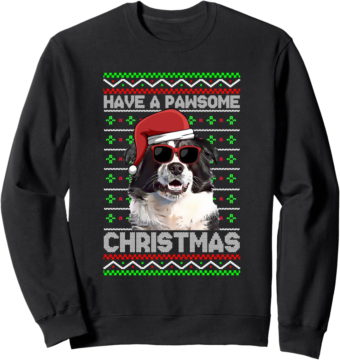 Border Collie Hund Lustige Pawsome Weihnachten Sweatshirt