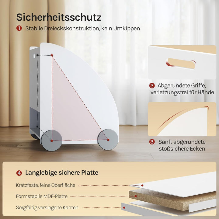 WOLTU KR002 Kinderregal Bücherregal für Kinder, Spielzeugregal mit Räder 3 Regale , Holz Standregal