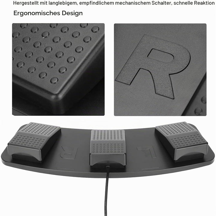 Bewinner USB Triple Foot Pedal, Triple Keys Controller Mechanischer Schalter, USB Foot Control Keybo