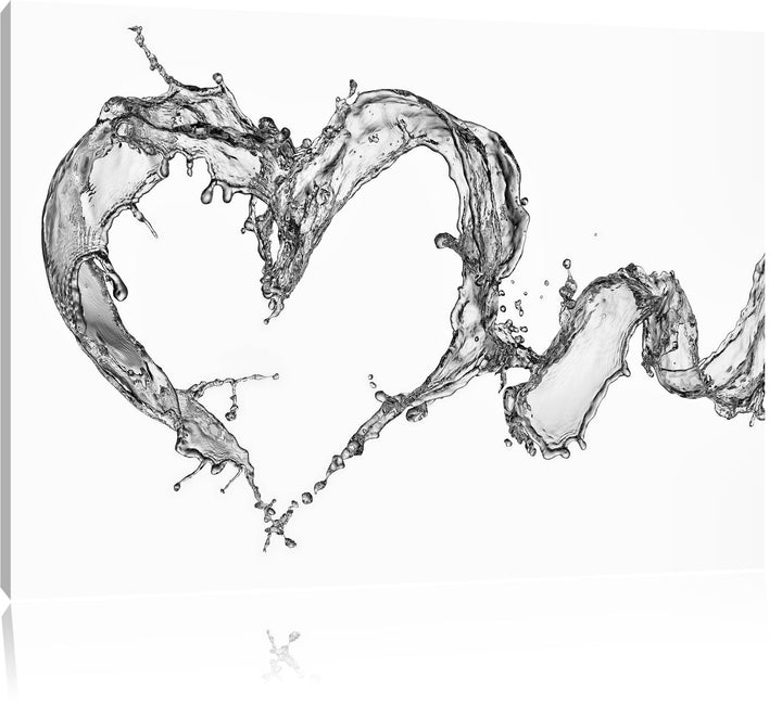 Pixxprint Monocrome, Herz aus Wasser, Format: 100x70 auf Leinwand, 100x70