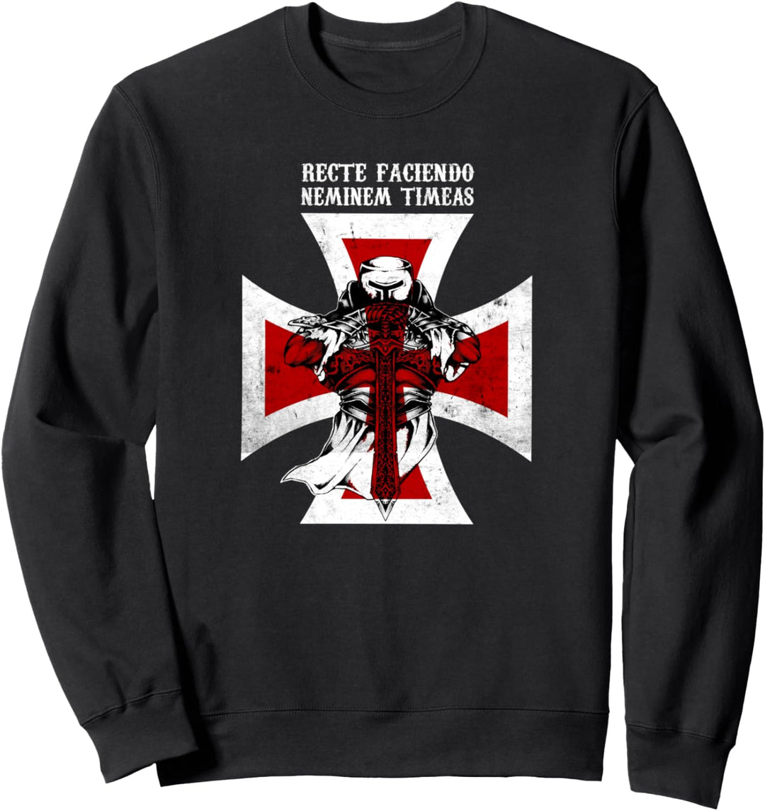 Kreuzritter Tempelritter recte faciendo nemine Spruch Ritter Sweatshirt