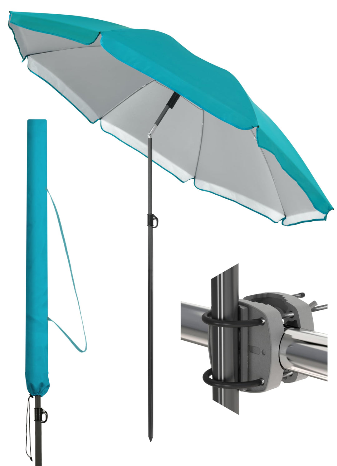 4smile Sonnenschirm Balkon SunnyJoy im 3er-Set - UPF 50+ Balkon Schirm 180 cm + Sonnenschirmhalter B