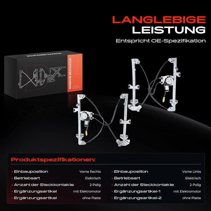 Frankberg 2x Fensterheber Mit Motor Vorne Links und Rechts | Kompatibel mit Partner Combispace 5 G,B
