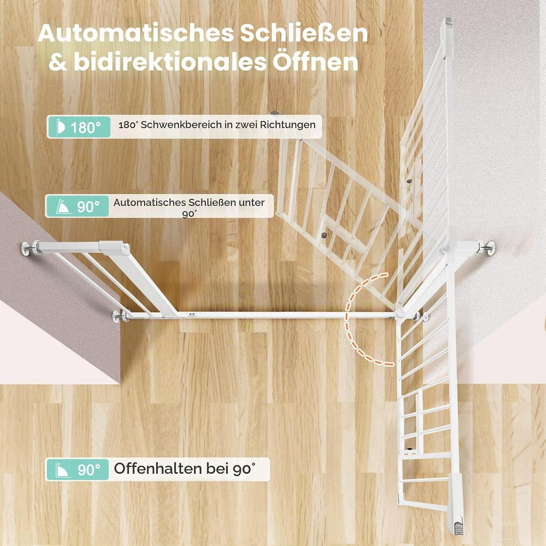COMOMY Türschutzgitter mit Katzenklappe, 75-103cm Treppenschutzgitter ohne Bohren für Hunde und Katz