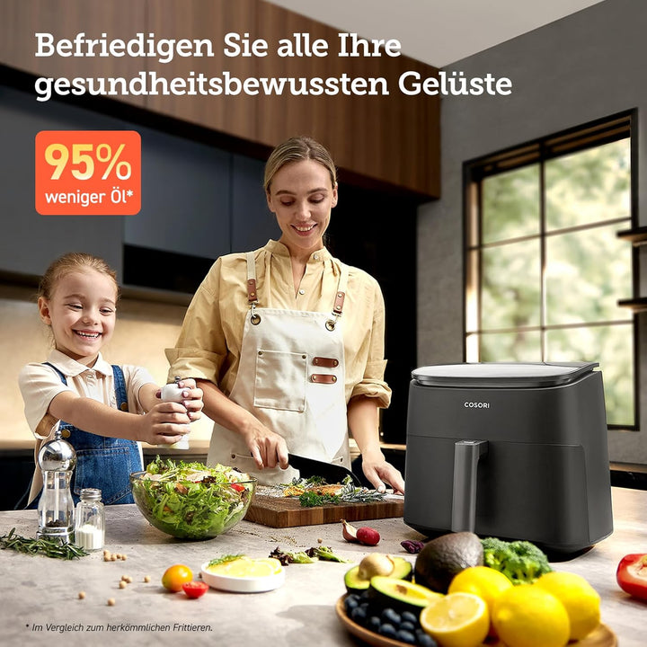 COSORI Heissluftfritteuse mit einstellbaren Fanstufen, Turbo Blaze™, 6L(1.4kg) Airfryer, 30-230℃, Jo