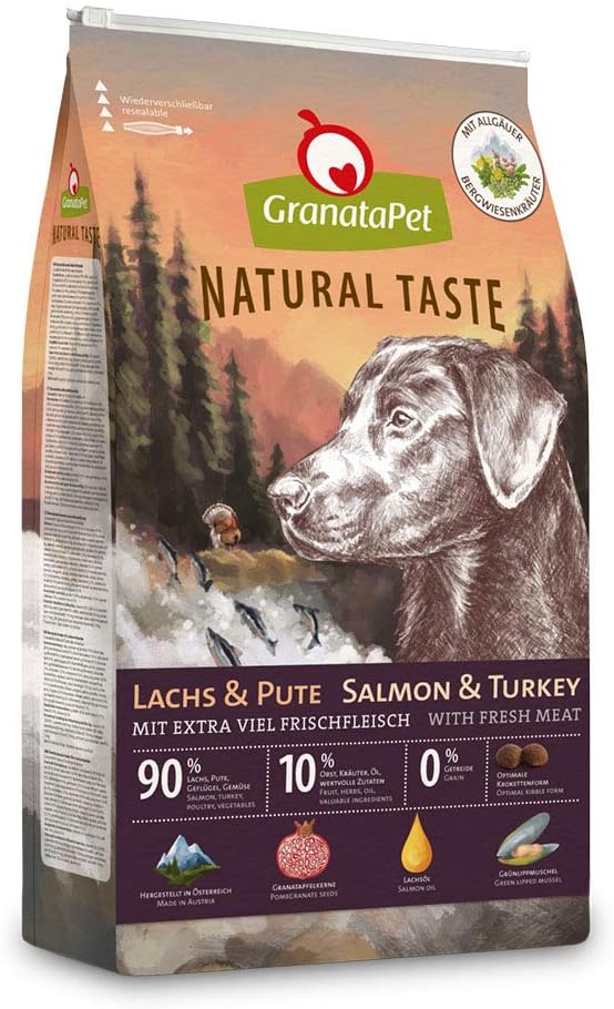 GranataPet Natural Taste Lachs &amp; Pute, 12 kg, Trockenfutter für Hunde, Hundefutter ohne Getreide &amp; o