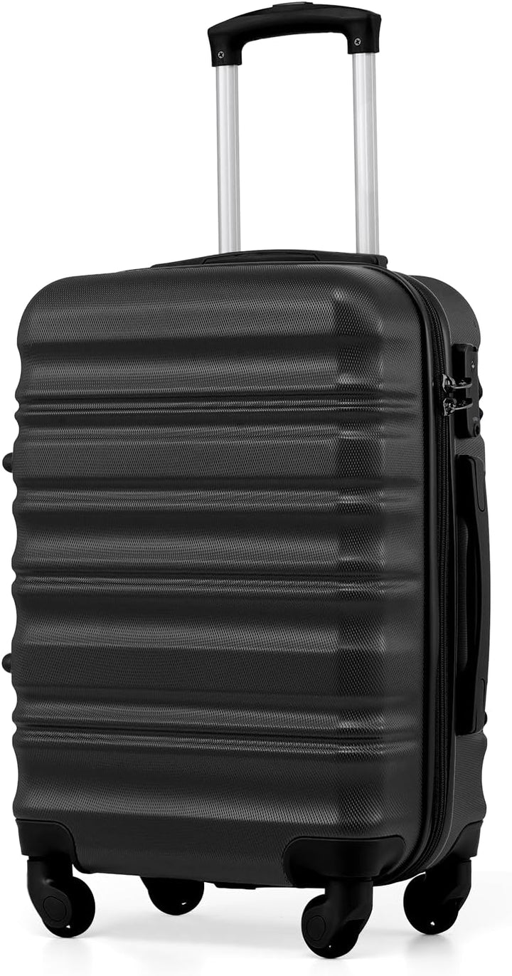 COOLIFE Hartschalen-Koffer Trolley Rollkoffer Reisekoffer mit TSA-Schloss und 4 Rollen (Schwarz, Han