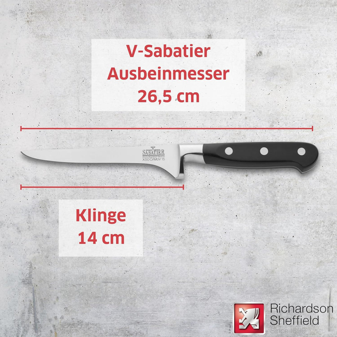 Richardson Sheffield V SABATIER Profi Ausbeinmesser | Metzgermesser | Fleischmesser | Edelstahl Klin