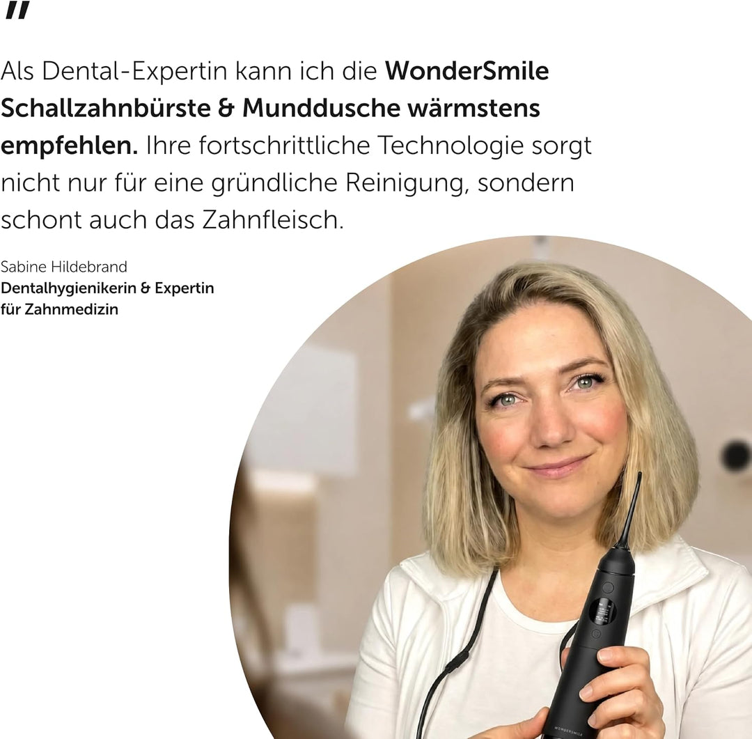 Wondersmile Munddusche PRO - Testsieger 2024 - SmoothFlow-Technologie für optimale Zahn- &amp; Zahnfleis