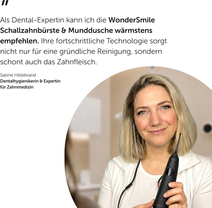 Wondersmile Munddusche PRO - Testsieger 2024 - SmoothFlow-Technologie für optimale Zahn- &amp; Zahnfleis