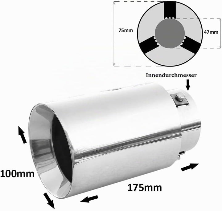 Auspuffblende Endrohr Auspuff Universell Schalldampf Edelstahl Rund bis 71mm Chrom AutoHobby